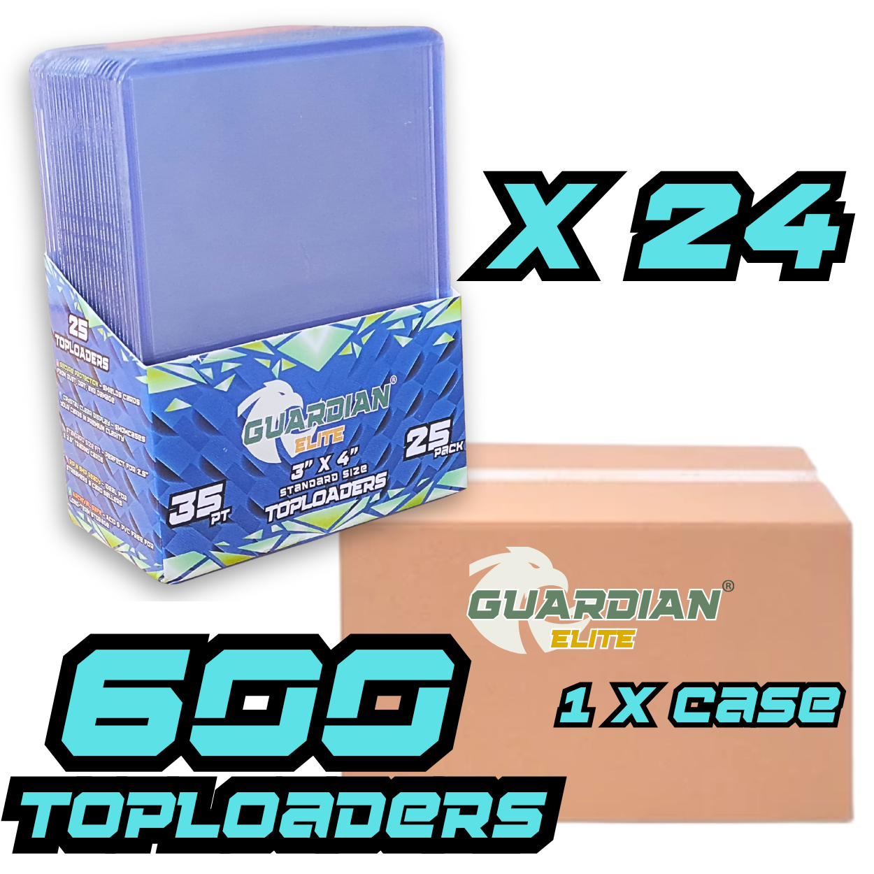 Guardian Elite® Toploaders (Case Of 24) – Standard Size – 35pt Rigid Card Holders